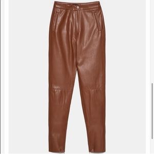 NWT Zara Brown Faux Leather Leggings